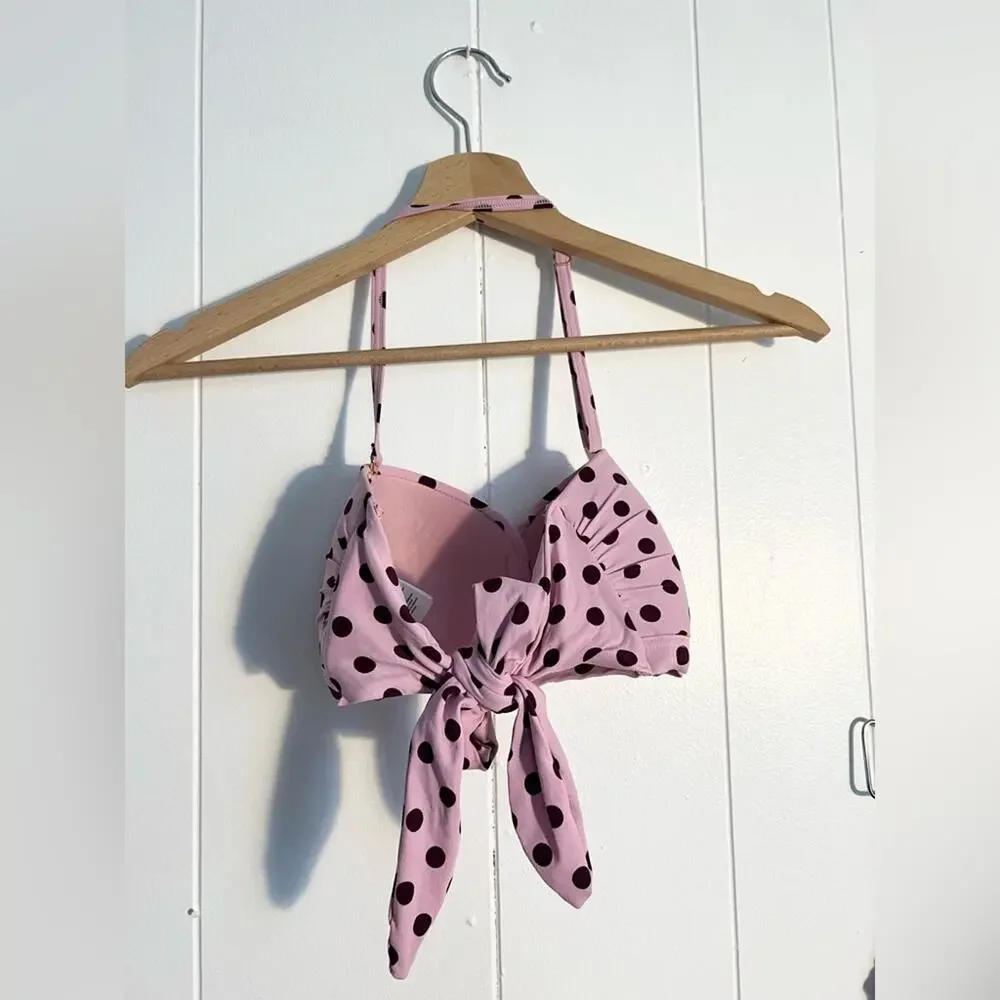 Kate Spade bikini SET lia pink polka dot high waist retro